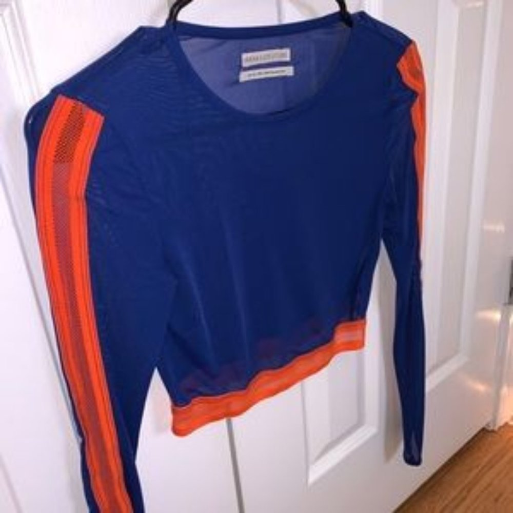 long sleeve crop meshed top